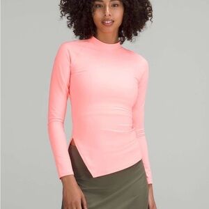 Lululemon Athletica asymmetrical Long Sleeve Top neon coral size 6 women’s